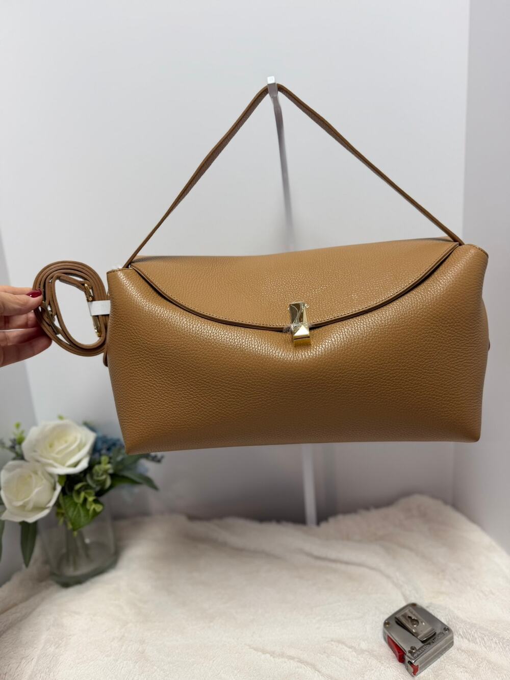 Viola Castellani Italian Leather Handbag - Caramel/Tan - Brand New with Tags